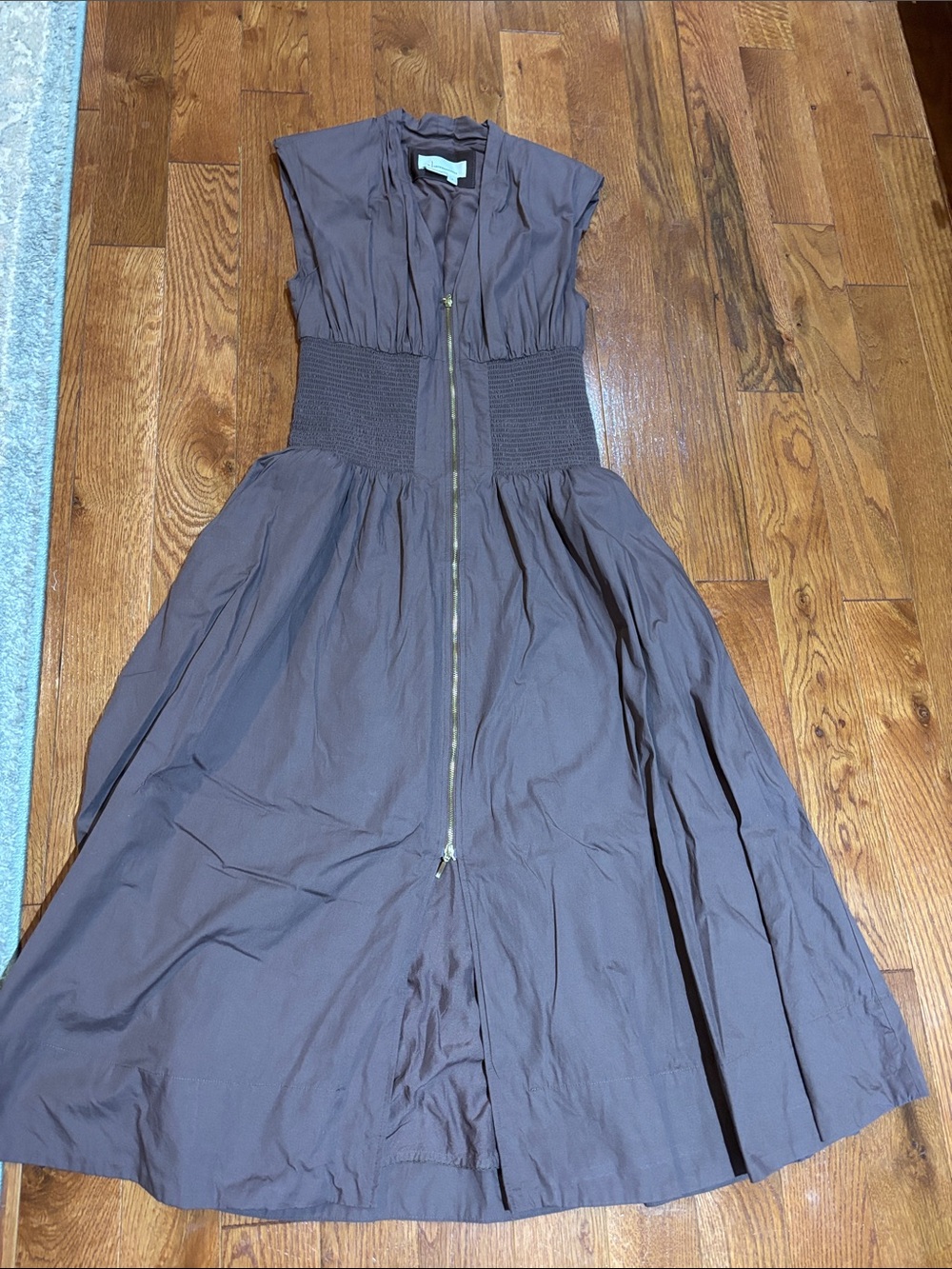Anthropologie Brown Zip-Front Maxi Dress